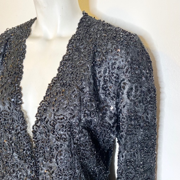 Black Tie Beaded Sequins Evening Jacket 6 - Picture 3 of 5